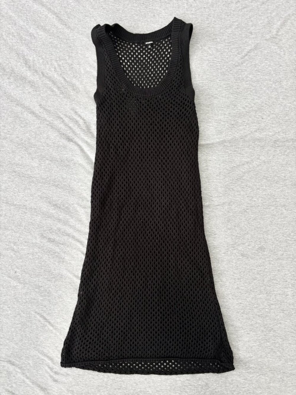 Monrow Black Fishnet Mesh Tank Small Double Layer Grunge Alternative Dress